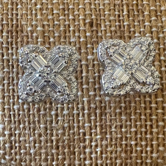 Jewelry - Solid Sterling Silver and Moissanite Clover Earrings
